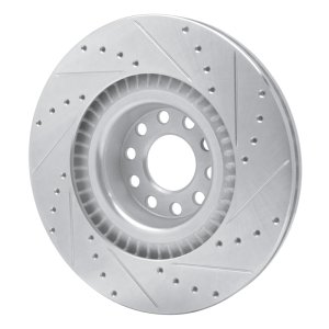 Audi S8 Brake Rotor (1) - Front Left - R1 Concepts - Drilled & Slotted - Silver - `01-`03